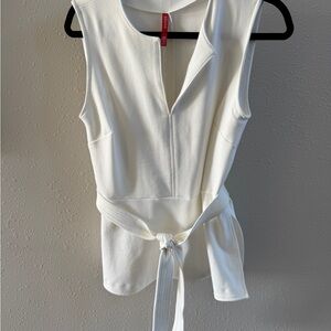 SPANX Ivory Sleeveless Blouse with Waist Tie
